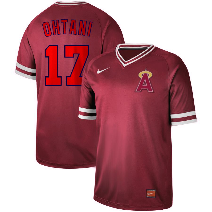 Men Los Angeles Angels #17 Ohtani Red Nike Cooperstown Collection Legend V-Neck MLB Jersey->los angeles angels->MLB Jersey